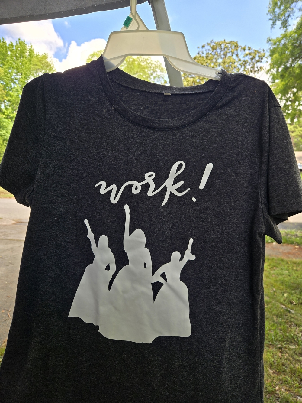 Hamilton The Schuyler Sisters 'work!' Graphic Tee with White Silhouette